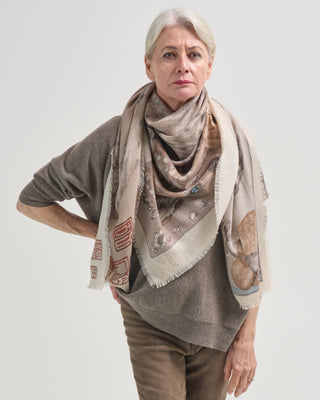 zouyu, cry the deer wool/silk square scarf
