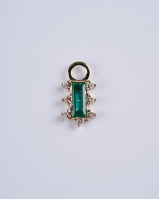 10k mosaic charm with emerald baguette - gold