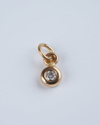 14k bezel set diamond charm for necklace - gold