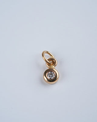 14k bezel set diamond charm for necklace - gold