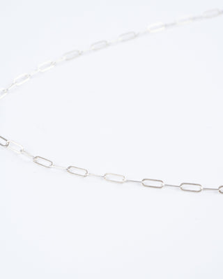 16" silver square link chain with yellow gold loops