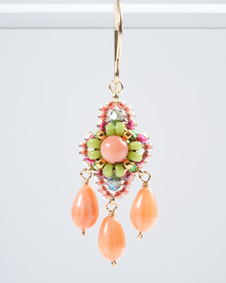 1.6" pink coral/miyuki earrings - coral