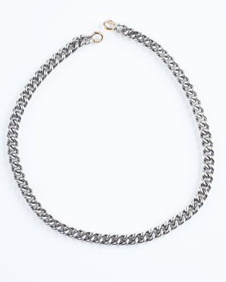 18" mini mega curb chain with 14k yellow gold loops - silver/gold