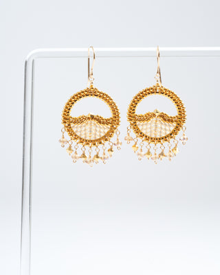 1.5" miyuki and swarovski earrings - gold
