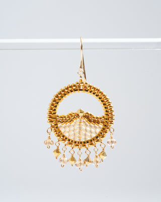 1.5" miyuki and swarovski earrings - gold