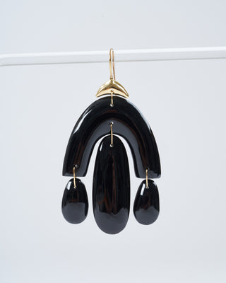 black onyx mini chandelier earrings - onyx