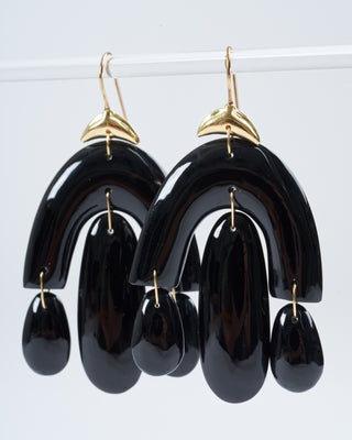 black onyx mini chandelier earrings - onyx