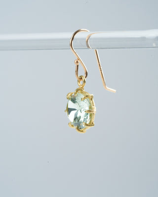 faceted oval amethyst drop earrings - green/ gold