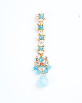 2.6" blue quartz/miyuki earrings - blue/gold
