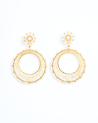 2.9" earrings - white/gold