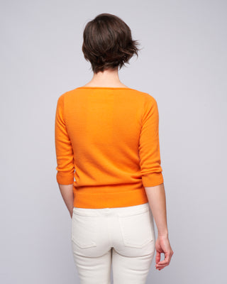 3/4 sleeve ballet neck sweater - carrot