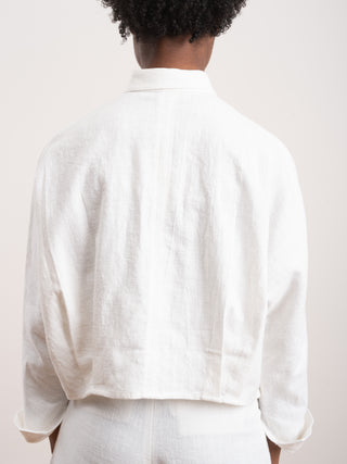 signature 3/4 crop shirt - off white