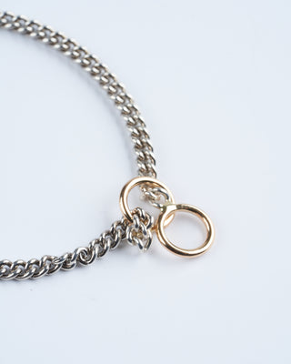 5.5 not so heavy curb chain w/yellow gold loops - silver/gold