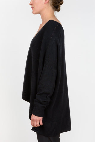 square v-neck sweater - black