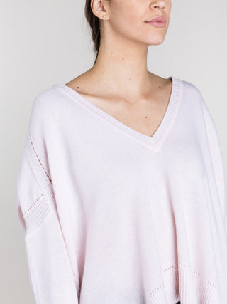 square v-neck sweater - pink