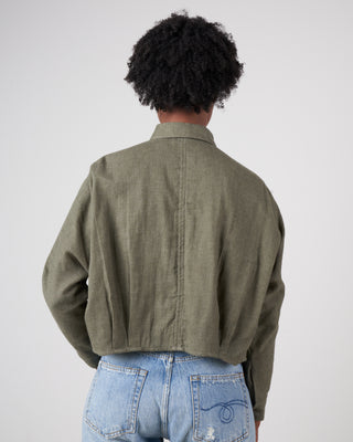 3/4 cropped shirt jacket - olive