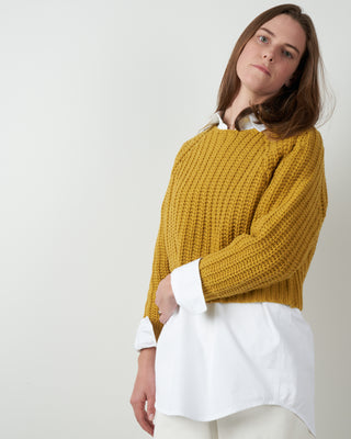 chunky cropped sweater - mustard