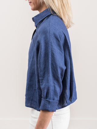 crop shirt jacket - indigo