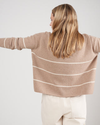 relaxed striped sweater - oatmeal