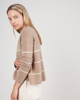 relaxed striped sweater - oatmeal