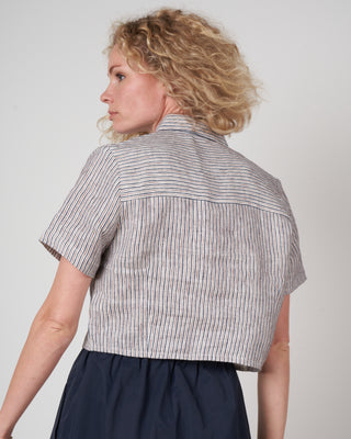 striped cropped button down shirt - pinstripes