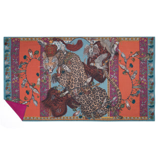 leopard cashmere-backed scarf - saffron