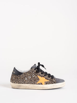 superstar sneaker - black gold glitter