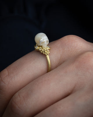 one-of-a-kind japanese hand carved pearl skull ring