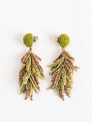 laurel drop earrings - lime green/matte gold