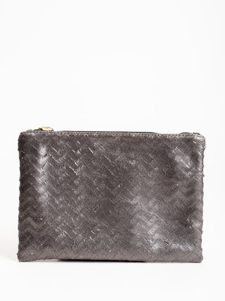 small pouch - pewter chevron