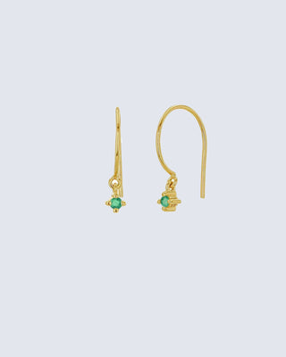 14k yellow gold emerald wire hoop earrings