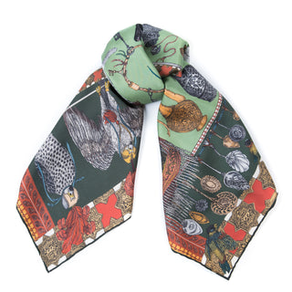 dogs 90 cm silk scarf - jade