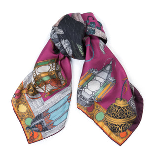 ostrich 90 cm silk scarf - fuschia