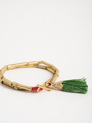 green tassel bracelet