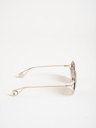 oval metal sunglasses - gold