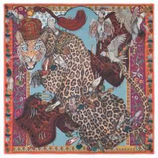 leopard wool/silk scarf - saffron
