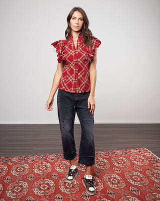 charlotte flannel shirt - cranberry