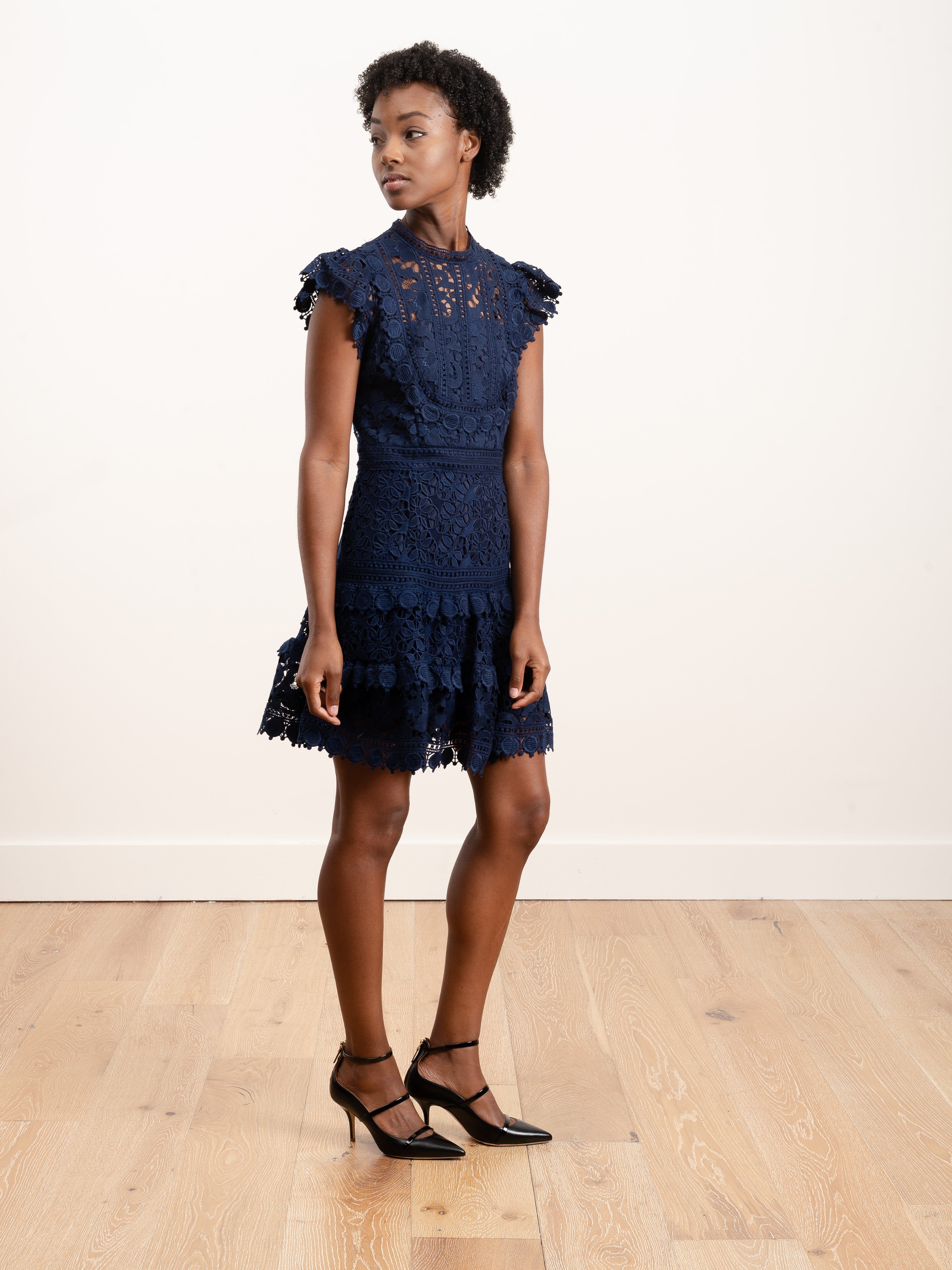 Sea Abby Puff Sleeve Short Dress Blue