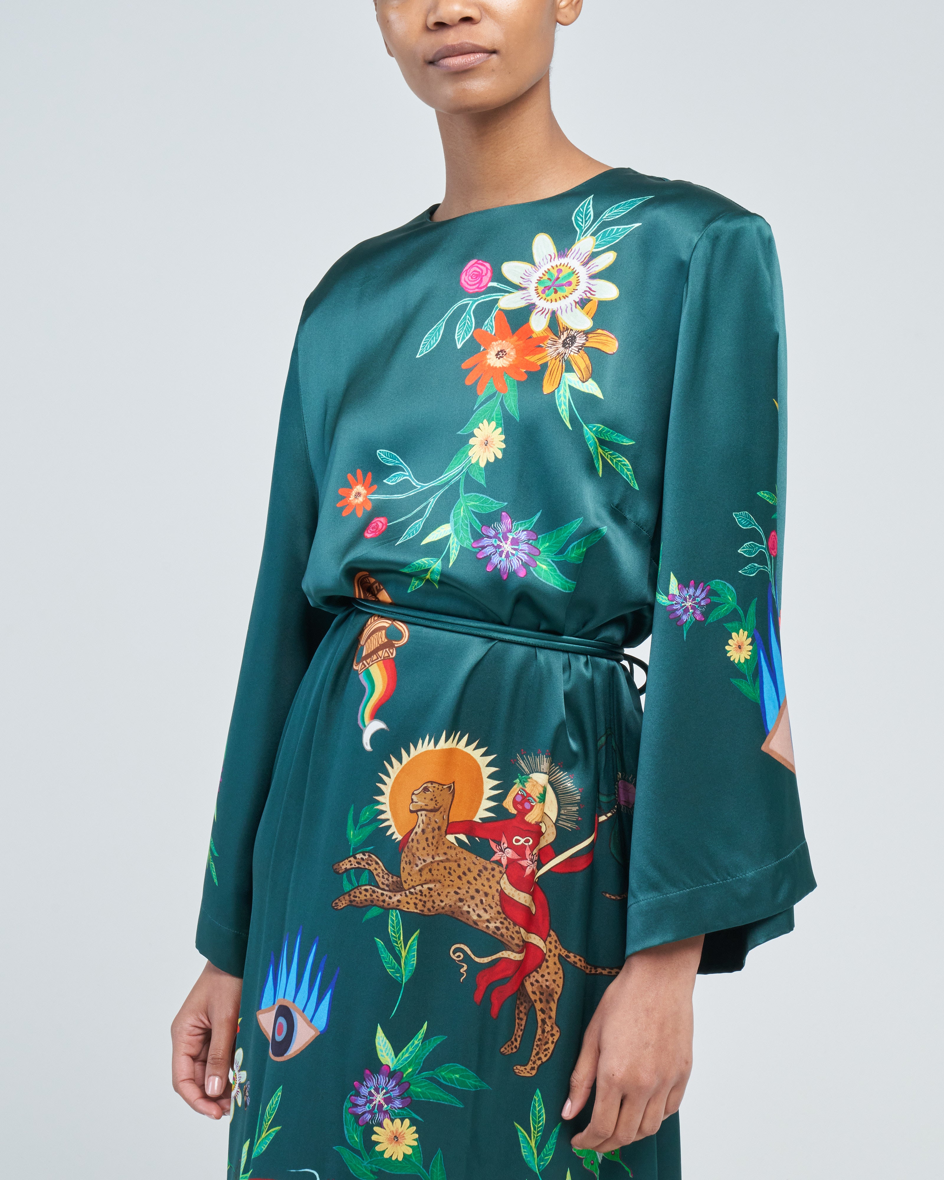 asos edition floral embroidered belted midi dress in satin ASOS EDITION floral embroidered belted midi dress in satin