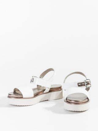 tall wedge sandal - white patent