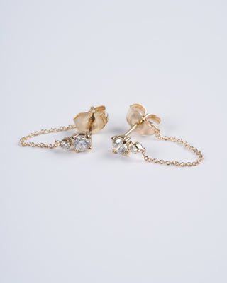 double white diamond earrings - gold