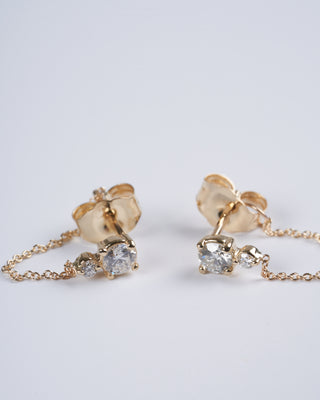 double white diamond earrings - gold