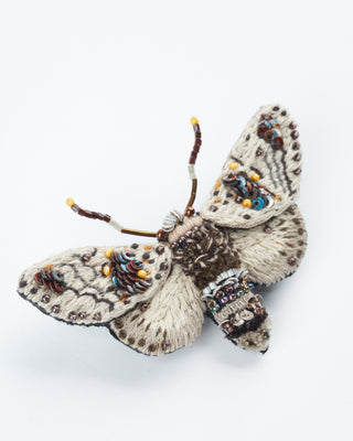 alder kitten moth brooch - embroidery
