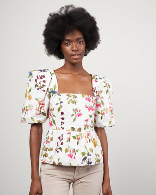 alexis top - botanical allover ivory