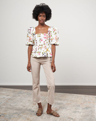 alexis top - botanical allover ivory