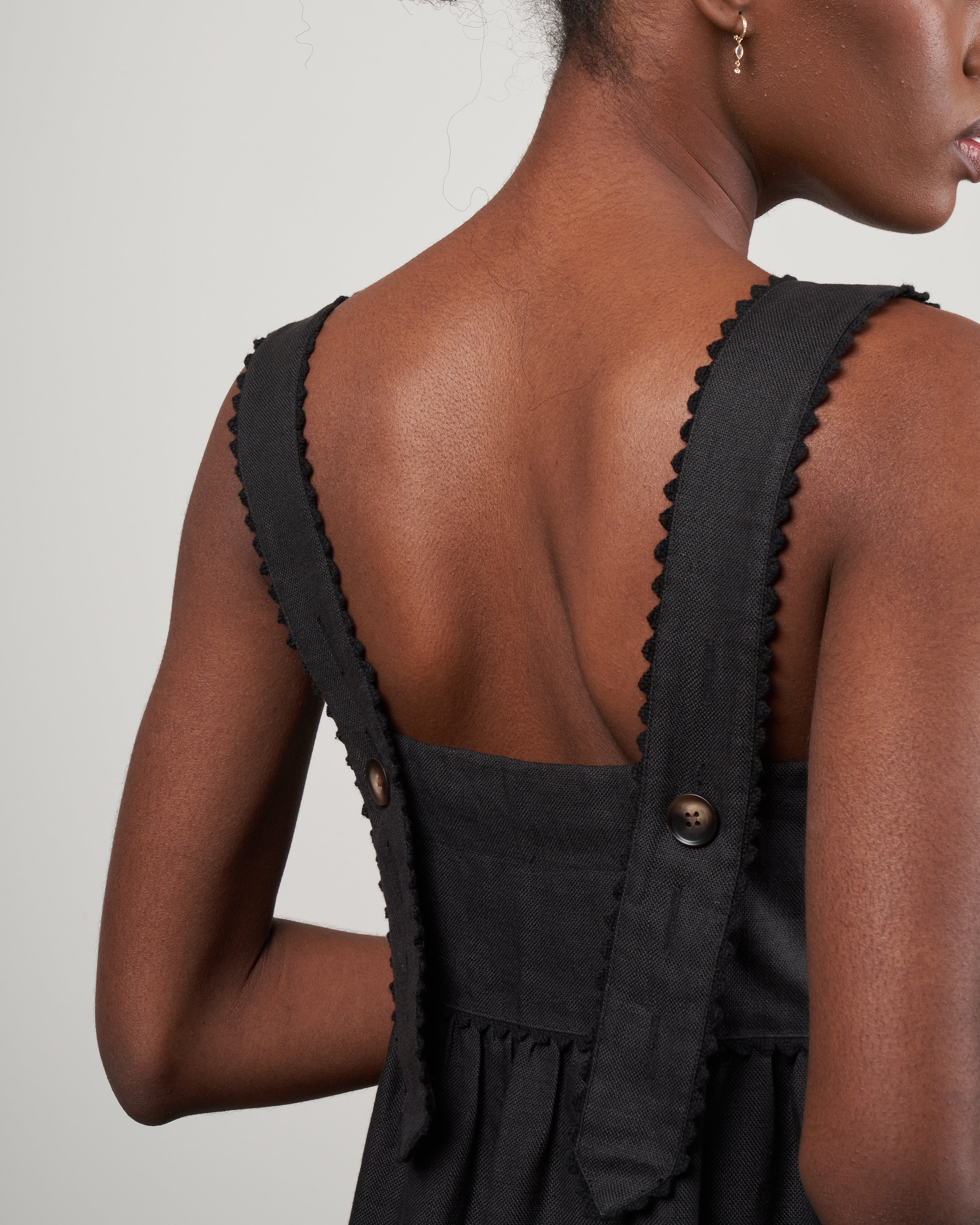 Lee Mathews Ali Apron Dress Black Lee Mathews Ali Apron Dress Black