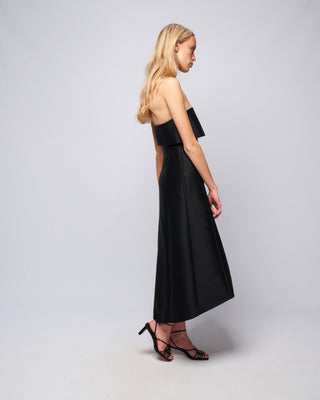 a-line wool cotton dress - black