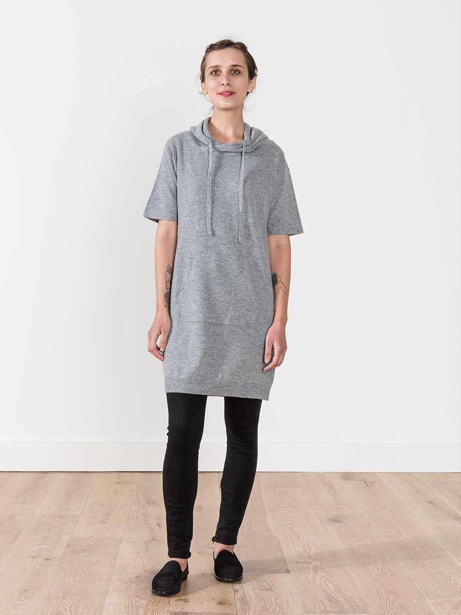 Allude Cashmere Hoodie Dress in Mid-Grey Allude Cashmere Hoodie Dress in Mid-Grey