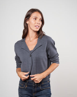 cropped cardigan - charcoal