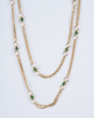 18k gold and emerald station necklace